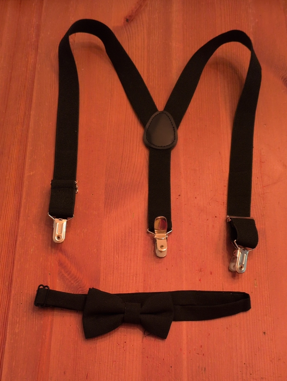 4t Black Suspenders and Bow Tie Set - Classic Formal Accessories